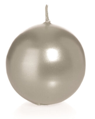 Trend Candles Bolkaars glad - zilver - 7 cm - 16 branduren - ronde kaarsen