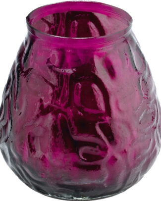 Windlicht kaars - donkerroze - 48 branduren - Glas - 10 x 10 cm - Terraskaarsen/tuinkaars