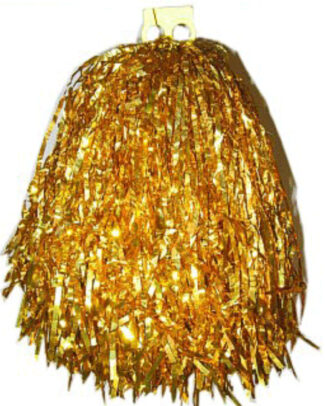 Cheerball/pompom goud - 1x - met ringgreep - 33 cm - Cheerleader verkleed accessoires