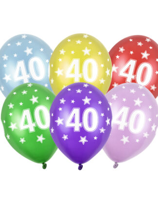Verjaardag feest ballon - leeftijd 40 jaar - 6x stuks - ballonnen met sterretjes