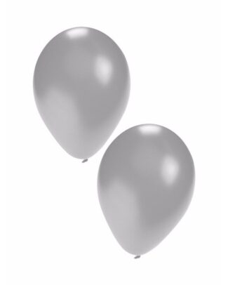Bellatio Decorations Party ballonnen - zilver - 50x stuks - dia 27 cm - feestartikelen/versieringen