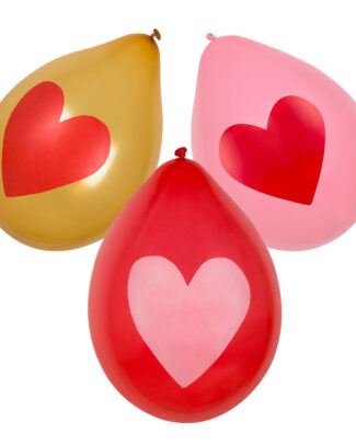 Hartjes ballonnen - 6x st - Rood, roze en goud - 30 cm - Valentijn - bruiloft versiering