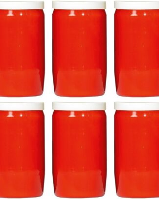 Grafkaars/gedenklicht - 6x - rood - 7 x 18 cm - 9 dagen brandtijd