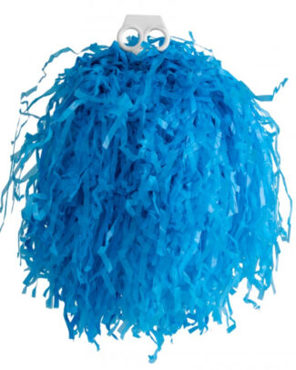 Cheerball/pompom - 1x - blauw - met ringgreep - 33 cm - cheerleader verkleed accessoires