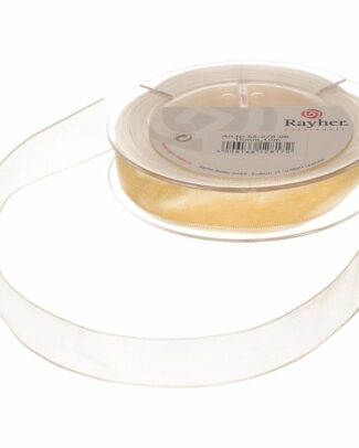 Rayher Hobby decoratie organza sierlint - 1x - creme wit - 1,5 cm/15 mm x 10 meter - Cadeaulint