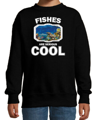 Sweater fishes are serious cool zwart kinderen - vissen/ vis trui 9-11 jaar (134/146) -