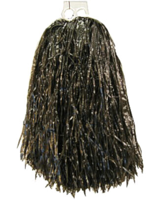 Cheerball/pompom - 1x - zwart - met ringgreep - 33 cm - cheerleader verkleed accessoires