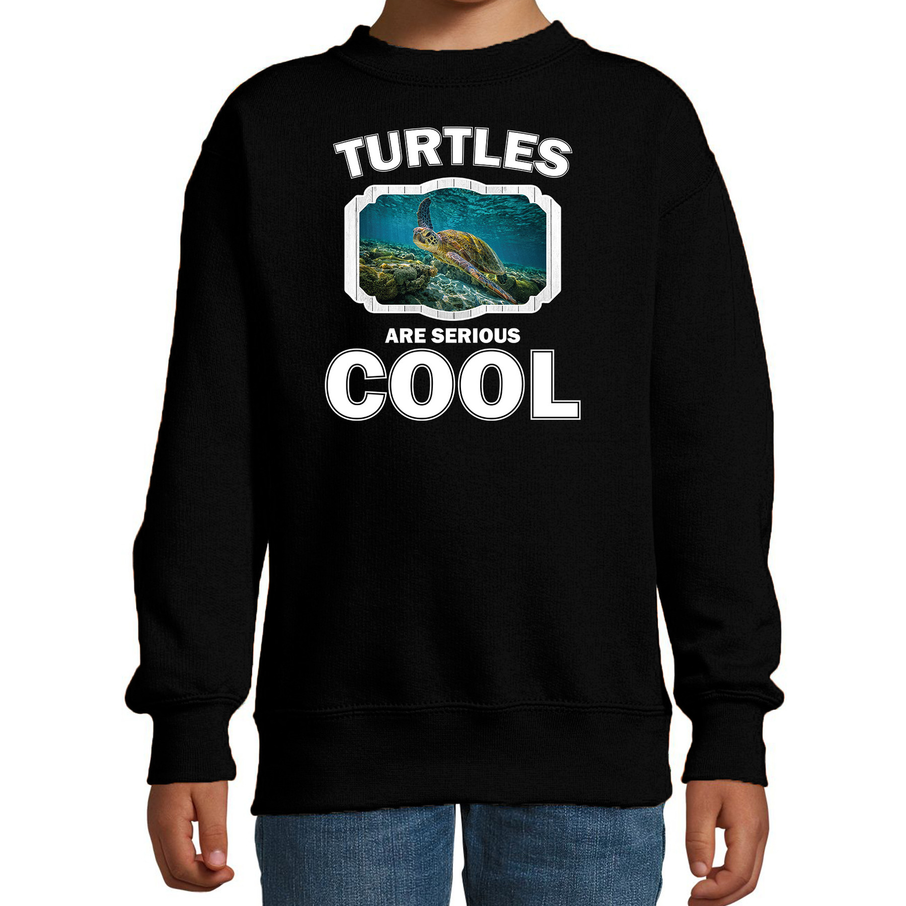 Sweater turtles are serious cool - zwart - kinderen - zee schildpad trui 7-8 jaar (122/128) - 1 Sweater turtles are serious cool - zwart - kinderen - zee schildpad trui 7-8 jaar (122/128) -