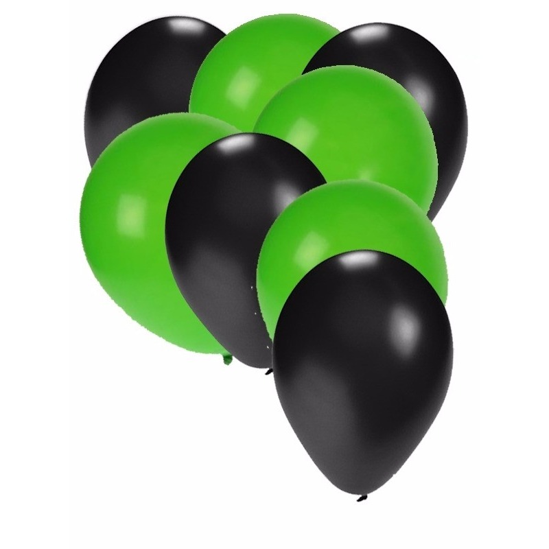 Shoppartners party ballonnen - zwart en groen - 30x stuks - feestartikelen - versiering 1 Shoppartners party ballonnen - zwart en groen - 30x stuks - feestartikelen - versiering