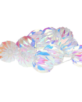 LED lichtsnoer - 10 led bolletjes - iriserend/parelmoer - 165 cm - warm wit - batterijen