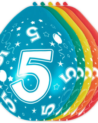 Folat Ballonnen 5 jaar - 5x stuks - multicolor - verjaardag/jubileum - feestartikelen