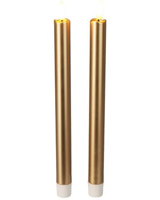 Led kaarsen/dinerkaarsen - 2x stuks - goud - 25 cm - batterij - met afstandsbediening