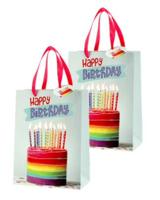 Cepewa verjaardag giftbags/cadeau tasjes - 4x - papier - verjaardagstaart - 17 x 23 x 9 cm