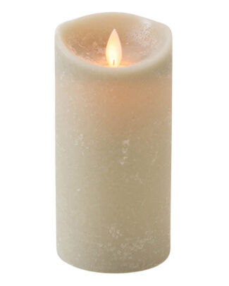 Led kaars/stompkaars - taupe - H15 x D7,5 cm - wax - warm wit licht - bewegende vlam