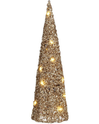 House of Seasons LED kegel kerstboom lamp - champagne - 15 leds - H40 cm -kerstverlichting