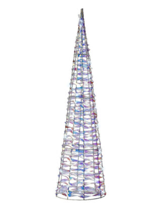 LED kegel kerstboom lamp - zilver parelmoer - 40 leds wit - D18 x H80 - timer