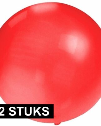 12x Feestartikelen reuze rode ballon 60 cm geschikt voor lucht of helium