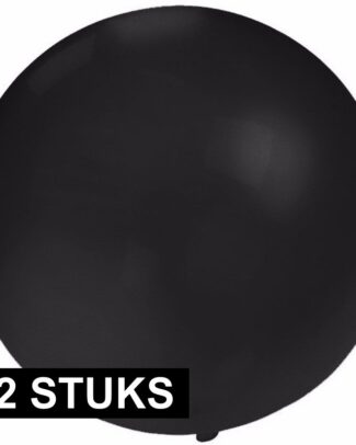 Grote ballonnen 60 cm - 12x - zwart - Feestartikelen/versiering - verjaardag