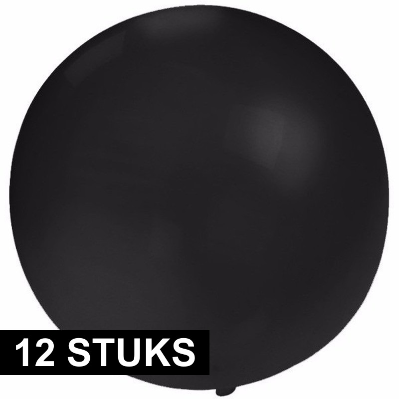 Grote ballonnen 60 cm - 12x - zwart - Feestartikelen/versiering - verjaardag 1 Grote ballonnen 60 cm - 12x - zwart - Feestartikelen/versiering - verjaardag