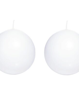 Trend Candles Bolkaars glad - 2x - wit - 7 cm - 16 branduren - ronde kaarsen