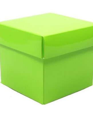 Luxe cadeaudoosje met deksel - groen metallic - 10 x 10 x 10 cm - vierkant