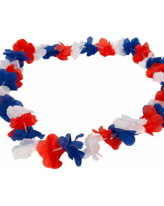 Hollandse kleuren hawaii krans - bloemenslinger - rood wit blauw - hawaiislingers