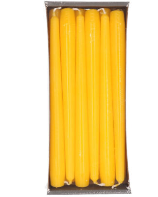 Enlightening Candles Dinerkaarsen - 12x stuks - geel - 8 branduren - 25 cm - kandelaar kaarsen