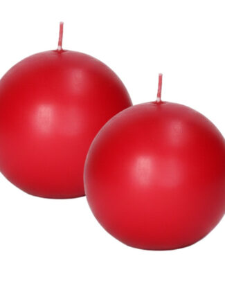 Trend Candles Bolkaars glad - 2x - rood - 8 cm - 25 branduren - ronde kaarsen