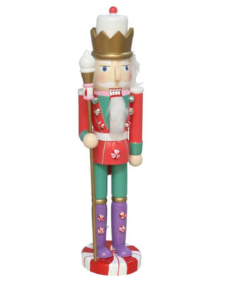 Notenkraker decoratie figuur/beeld - 10 x 8 x 38 cm - rood/groen/paars - kunststof