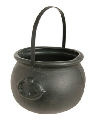Witbaard Heksenketel - kookpot - zwart - kunststof - 15 x 20 cm - versiering - accessoires