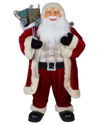 Kerstman pop Jacob - H80 cm - rood - staand - kerstman beeld - decoratie figuur