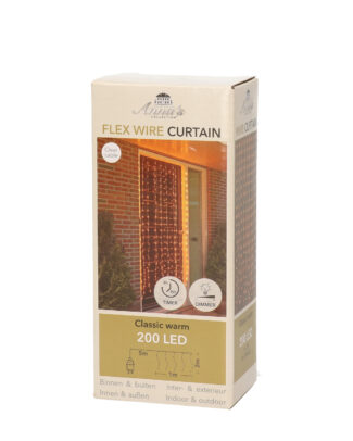 Kerstverlichting gordijn - 200 led lampjes - warm wit - 100 x 200 cm - gordijnverlichting