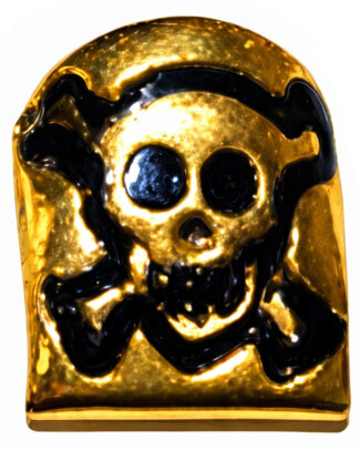 Gouden tand met doodshoofd - piraat - carnaval artikel - plastic