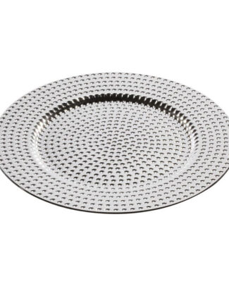 Kaarsenbord/plateau - rond - zilver - kunststof - D33 cm - Kaarsenonderzetter