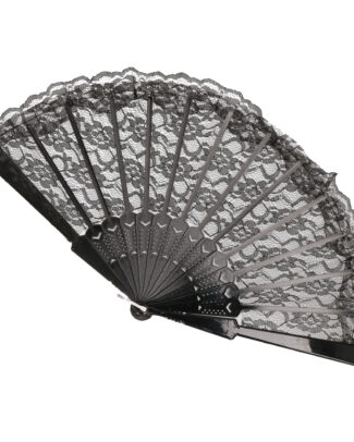 Handwaaier/Spaanse waaier van kant - zwart - polyester - 44 cm