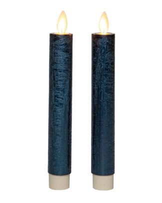 Anna's Collection LED dinerkaarsen - 2x stuks - metallic blauw - 18 cm - met afstandsbediening