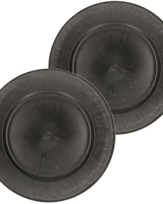 Othmar Decorations Diner/kerstdiner onderborden - 2x - mat zwart - 33 cm - rond