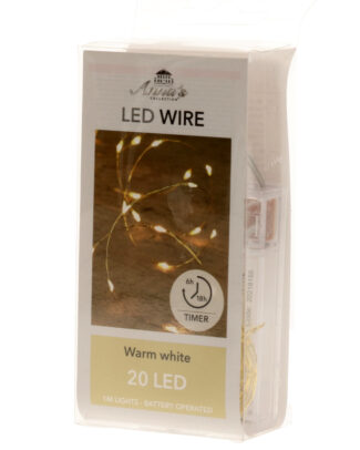 Draadverlichting - lichtsnoer - 20 led lampjes - warm wit - 100 cm - op batterij