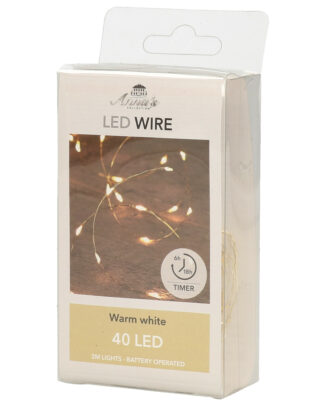 Draadverlichting - goud - 40 led lampjes - warm wit - 200 cm - batterij - lichtsnoer
