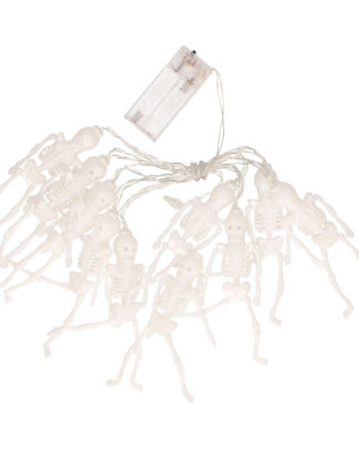 Halloween LED lichtsnoer met 10x skeletten - 165 cm - op batterijen - voor binnen