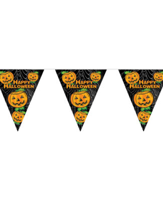 Pompoenen Halloween vlaggenlijn feestslinger - plastic - 450 cm