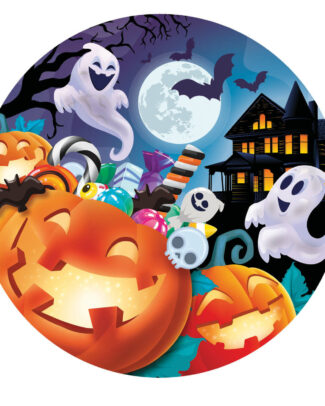 Halloween/horror pompoen bordjes - 6x - oranje - papier - D23 cm