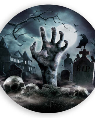 Halloween/horror begrafenis bordjes - 6x - zwart - papier - D23 cm