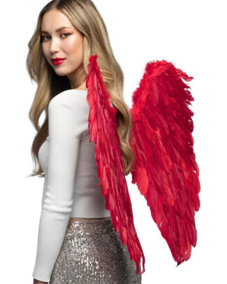 Boland Vleugels - rood - 65 cm - duivel - halloween - horror thema - met veren