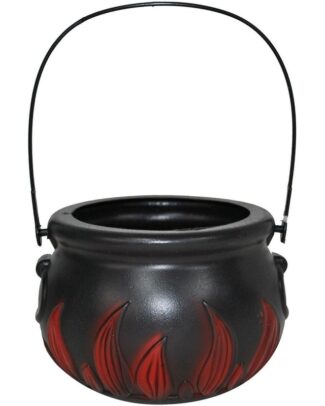 Heksenketel - zwart - 15 cm - kunststof - heksen kookpot - met hengsel - Halloween