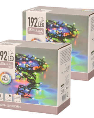 Kerstverlichting - 2x - LED gekleurd - op batterijen - 14 meter