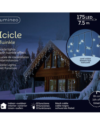 Ijspegelverlichting - 175 led lampjes - helder wit - 750 cm- buiten - 8 functies -lichtsnoer