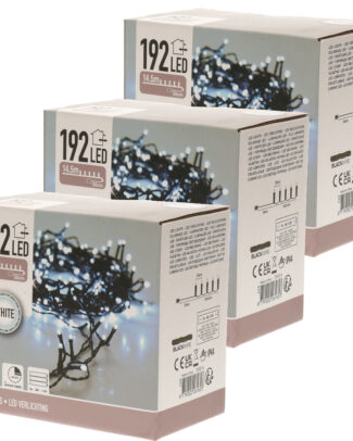 Kerstverlichting - 3x - LED - helder wit - op batterijen - 15 meter