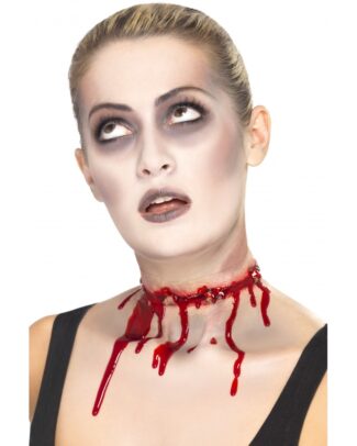 Halloween bloed doorlopen litteken - rondom nek - ketting - rood - horror wonden
