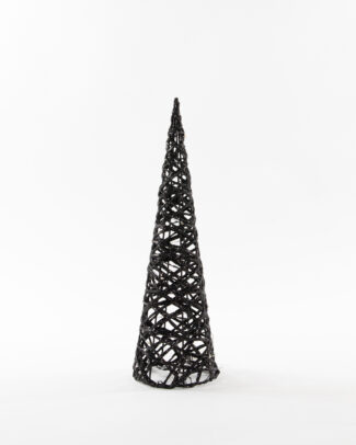 LED kegel kerstboom lamp - zwart - kunststof - 12,5 x 40 cm - glitter